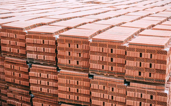 Stacks Orange Clay Brick Pallet Brick Production Concept High Quality — Stock Photo, Image