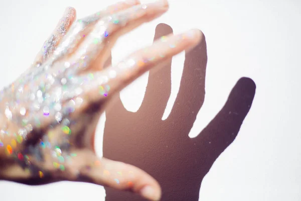 Handen Met Glitter Schaduwen — Stockfoto