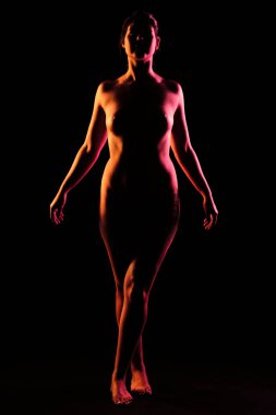 Renklerle parlayan çıplak kadın