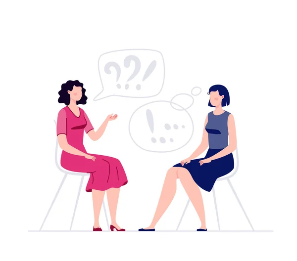 Dvě Ženy Sedí Povídají Psycholog Klient Konzultace Psychologem Psychoterapeut Sezení — Stockový vektor