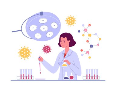 Parlak, modern donanımlı bir laboratuvarda genç bir mikrobiyolog yeni bir ilaç üzerinde çalışıyor. Araştırmacı Petri kabında bir mikroorganizma kolonisi yetiştiriyor..