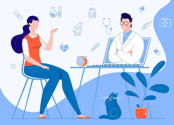 Arzt Verschiedenen Posen Charakterbild Set Illustration Flachen Cartoon Stil — Stockfoto