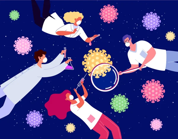 Seorang Ilmuwan Muda Telah Menemukan Vaksin Untuk Melawan Coronavirus Lab - Stok Vektor