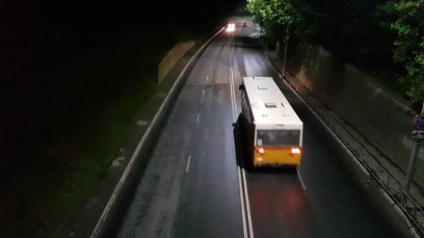 Cars Lights Narrow Night Road — Stock Video