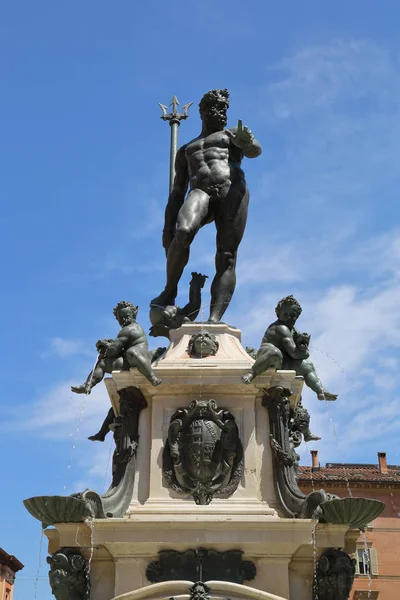 Bologna Italia Luglio 2018 Famosa Fontana Nettuno Primi Lavori Dello — Foto Stock