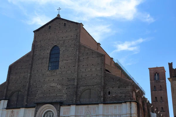 Bologna Itália Julho 2018 Fachada Basílica San Petronio Piazza Maggiore — Fotografia de Stock