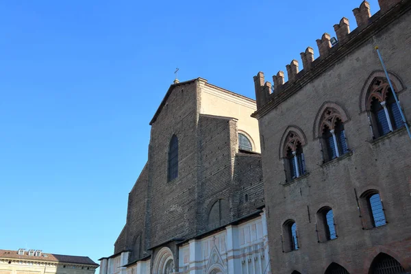 Bologna Italië Juli 2018 Gevel Van Basiliek Van San Petronio — Stockfoto