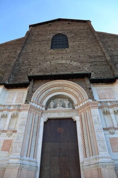 Bologna Itália Julho 2018 Fachada Basílica San Petronio Piazza Maggiore — Fotografia de Stock