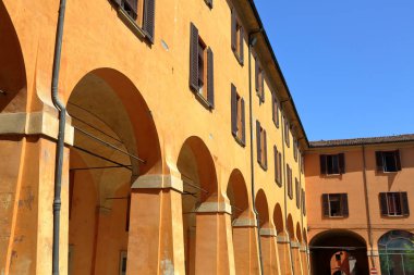 Bologna, İtalya - 20 Temmuz 2018: Palazzo Comunale, mimari detaylar