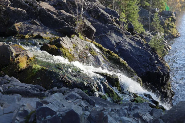 Natursköna Karelska Vattenfall Kivach Hösten Ryssland — Stockfoto