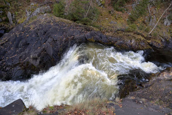 Malerischen Karelischen Wasserfall Kivach Herbst Russland — Stockfoto