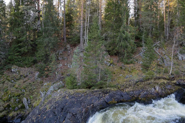 Malerischen Karelischen Wasserfall Kivach Herbst Russland — Stockfoto