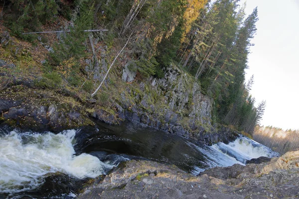 Malerischen Karelischen Wasserfall Kivach Herbst Russland — Stockfoto