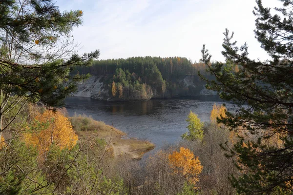 Pittoreska Hösten Skogen Och Dammen Byn Karelska Girvas Ryssland — Stockfoto