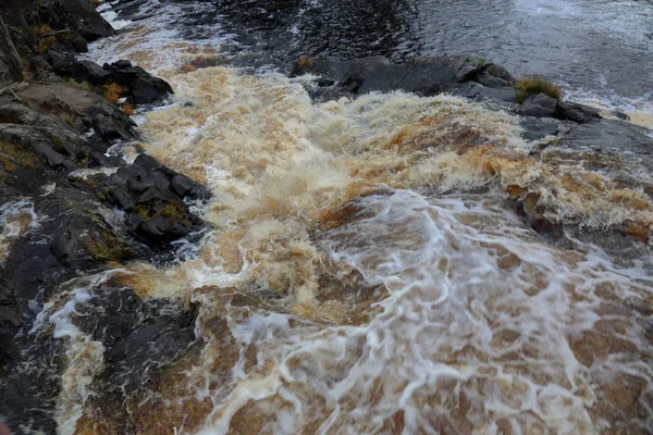 Der Malerische Karelische Wasserfall Ahvenkoski Herbst Russland — Stockfoto