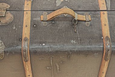 Eski vintage çanta sapı, metal kilit ve ahşap RIM ile