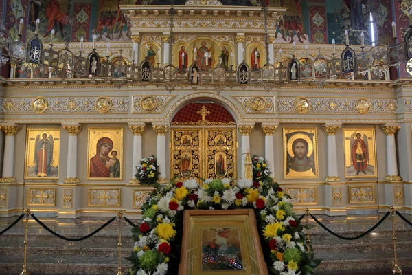 Pyatigorsk Federacja Rosyjska Grudnia 2018 Wnętrze Katedry Spassky Założona 1845 — Zdjęcie stockowe