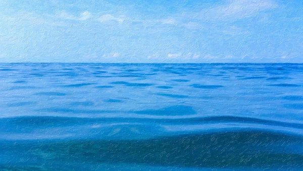 Agua Azul Brillante Del Mar Horizonte Del Cielo Ilustración — Foto de Stock