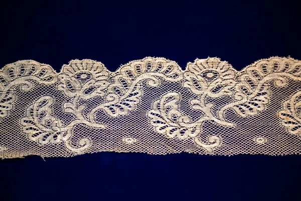 漂亮的手工编织复古花边纹理表面用于服装装饰 20世纪初 — 图库照片