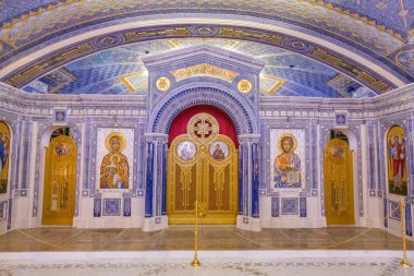 Kubinka, Rusya - 26 Temmuz 2020: Rusya Federasyonu Silahlı Kuvvetleri Ana Tapınağı. Dünya Savaşı 'ndaki zaferin 75. yıldönümü için 2020' de açıldı.