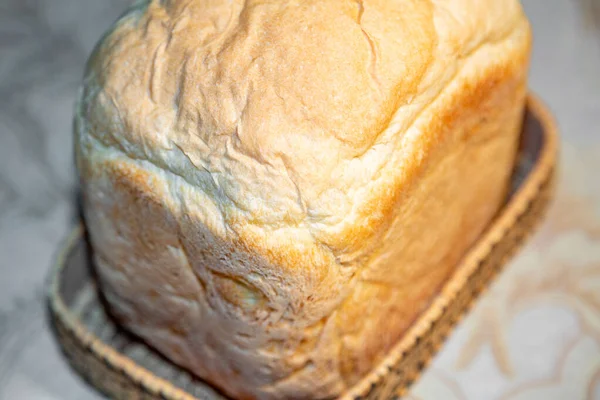 Pão Quente Cozido Hora Caseiro Com Delicioso Crocante — Fotografia de Stock