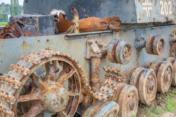 Restos Tanque Nazi Queimado Capturado Segunda Guerra Mundial — Fotografia de Stock