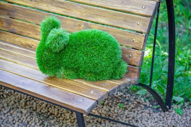 Moskova, Rusya - 3 Ağustos 2020: Skazka parkındaki AIVA sanat sahasına yeşil istasyon