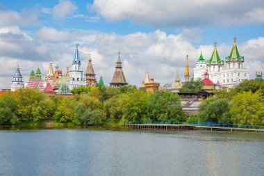 Moskova, Rusya - 16 Ağustos 2020: İzmailovo 'daki Kremlin binaları kompleksi. Benzersiz modern kültür ve eğlence merkezi