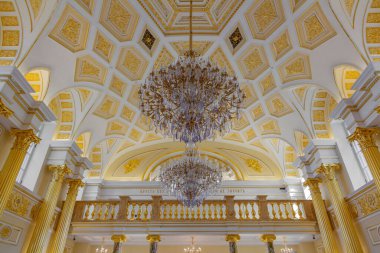 Moskova, Rusya - 5 Eylül 2020: Tarihi müze-malikanesi Tsaritsyno 'nun mimari topluluğu