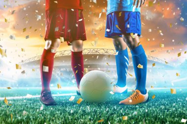 Futbolcular eylem Stadyumu baloda stand.