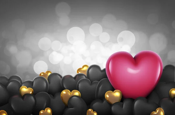 Візуалізація Валентинки День Чорний Рожевий Колір Серця Фоні — стокове фото