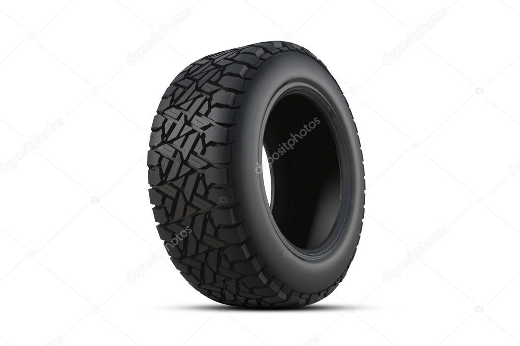 3d rendering Car tires on white background