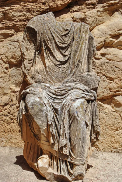 Statue Marcus Aurelius Roman Ruins Dougga Archaeological Site — 스톡 사진