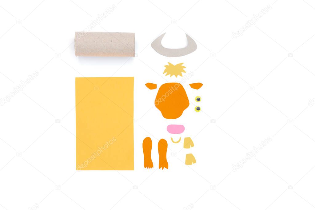 easy bull toilet paper roll craft concept for kid and kindergarten, year of the ox