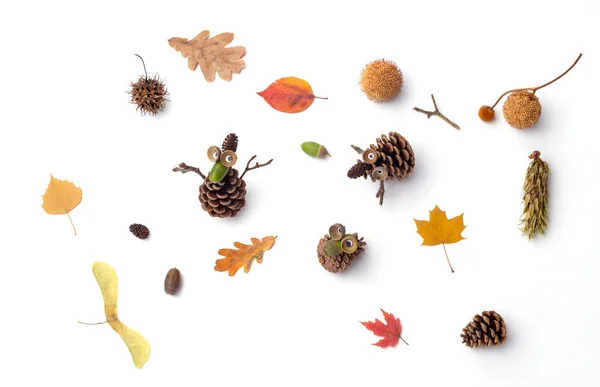 Niedliches Naturbasteln für Kinder, von oben — Stockfoto