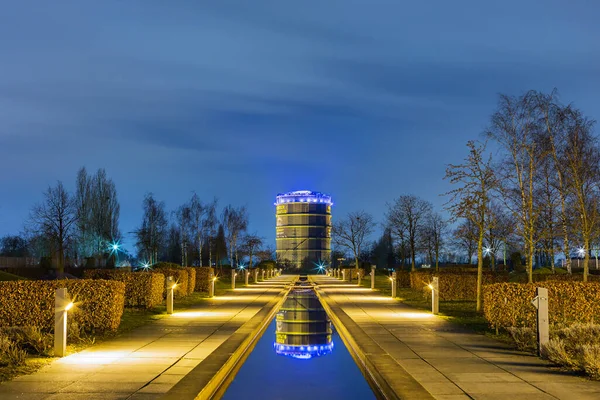 Oberhausen Veduta Dell Gasometro Presso Olga Park Renania Settentrionale Vestfalia — Foto Stock