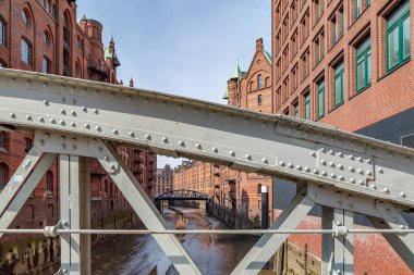 Hamburg - Wandrahmsfleet adlı kanala bakın, depolara bakın, Hamburg, Almanya, Hamburg, 28.04.2018