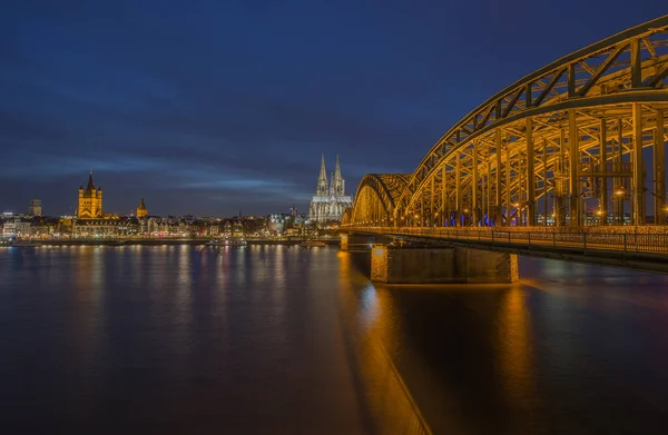 Catedral Colonia Por Noche Alemania — Foto de Stock