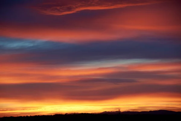 Pôr Sol Céu Céu Laranja Raios Solares Papel Parede Nuvens — Fotografia de Stock