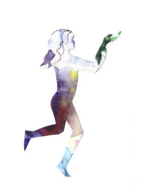 Karakter suluboya, beyaz arka planda uzun saçlı kız. Yüksek kaliteli illüstrasyon