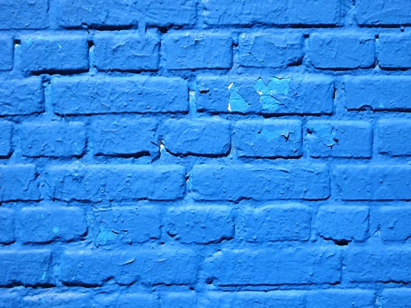 Pared Ladrillo Viejo Pintado Con Color Azul Foto Alta Calidad —  Fotos de Stock