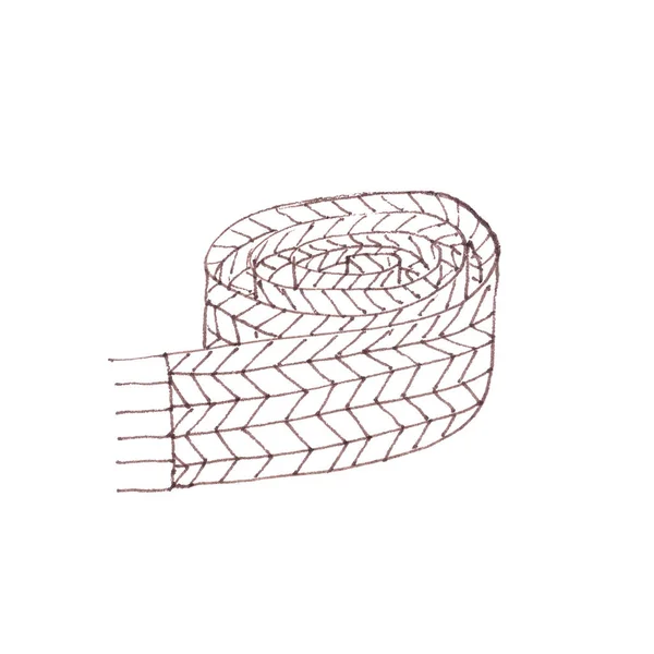 针织围巾,白色背景的黑白图形图案 — 图库照片