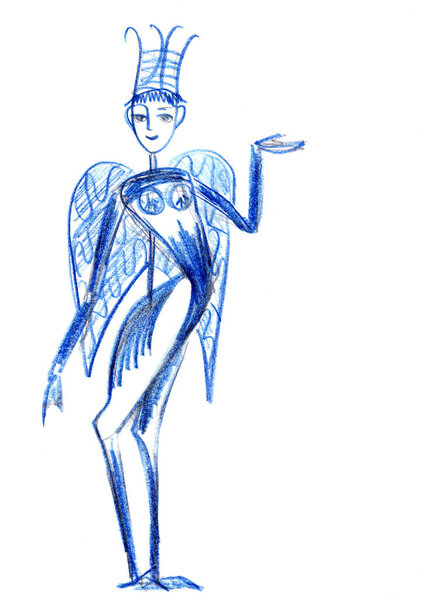 fantastic creature with wings and claws, halloween, graphic monochrome drawing on a white background. High quality illustration