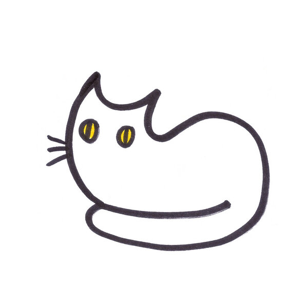 白を基調にした白い猫やグラフィックブラック 白を基調としたドローイング 高品質のイラスト — ストック写真