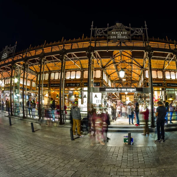 Madrid Espanha Outubro 2017 Vista Noturna Mercado San Miguel Popular — Fotografia de Stock