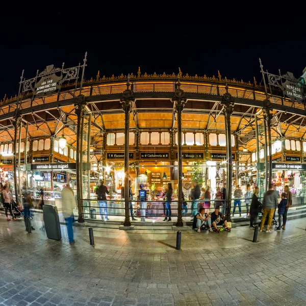 Madrid Espanha Outubro 2017 Vista Noturna Mercado San Miguel Popular — Fotografia de Stock