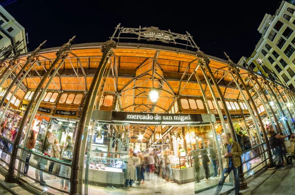 Madrid Espanha Outubro 2017 Vista Noturna Mercado San Miguel Popular — Fotografia de Stock