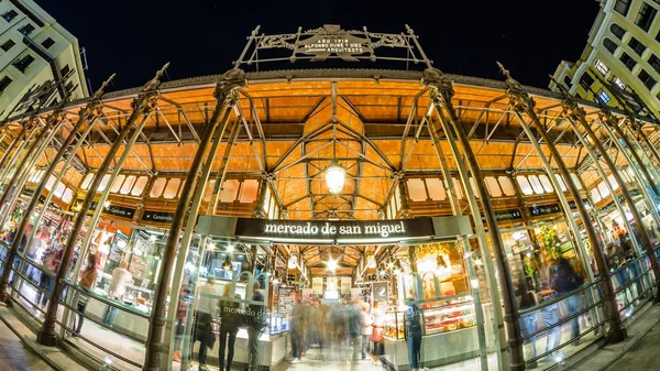 Madrid Espanha Outubro 2017 Vista Noturna Mercado San Miguel Popular — Fotografia de Stock