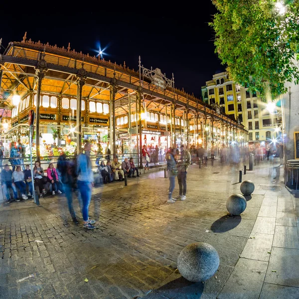 Madrid Espanha Outubro 2017 Vista Noturna Mercado San Miguel Popular — Fotografia de Stock