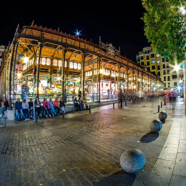 Madrid Espanha Outubro 2017 Vista Noturna Mercado San Miguel Popular — Fotografia de Stock